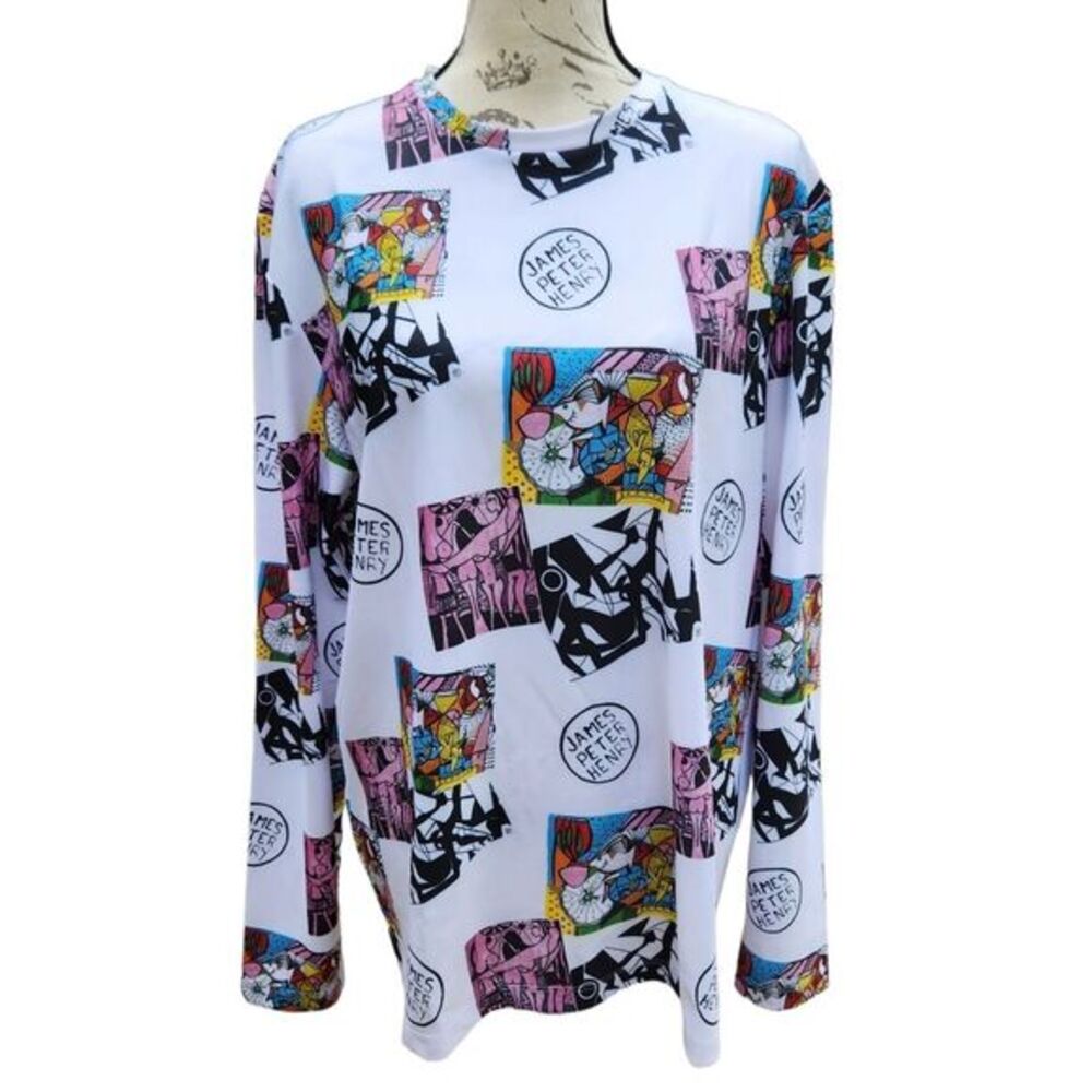 Swiminista x James Peter Henry 39B Good Vibes Rashguard Art Toss Print NWT Large